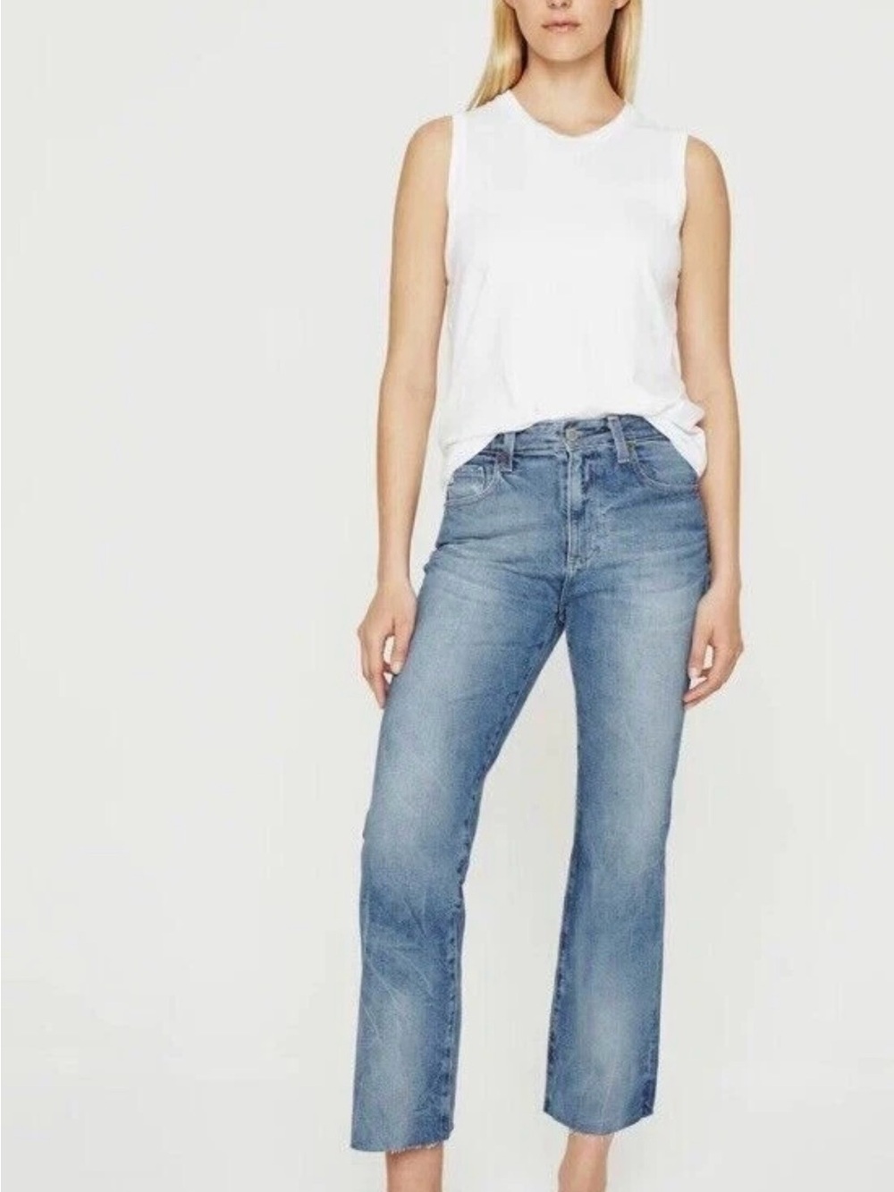 AG Jeans Kinsley High-Rise Pop Crop Jeans 360 Contour Size 26 Raw Hem,